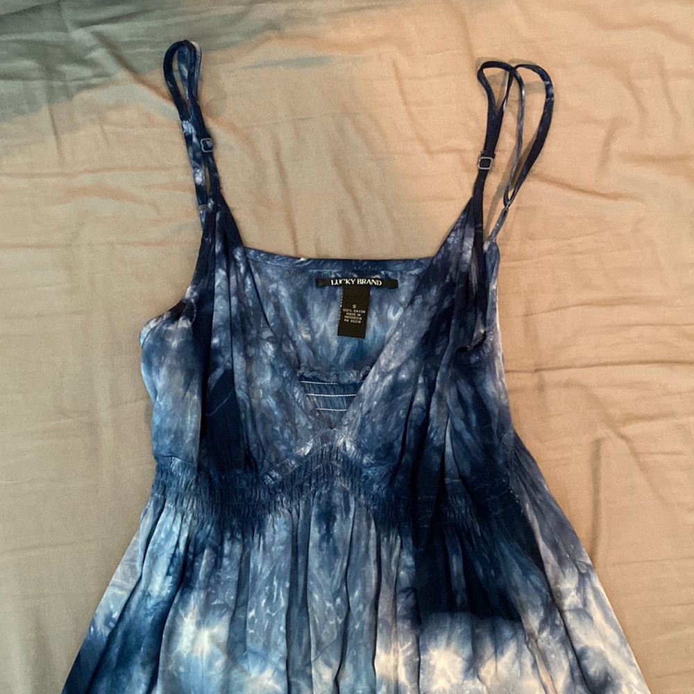 Beautiful blue tie dye Lucky Brand floor length dress